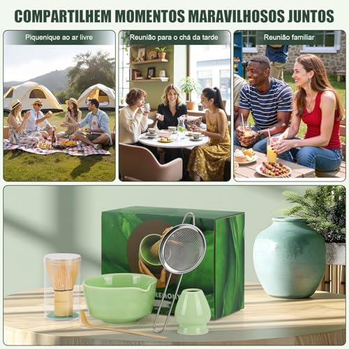 Kit 5 Conjunto Matcha, Kit Completo de Cerimônia do Chá Matcha, Ferramentas de Cerimônia de Chá, Conjunto de Chá Artesanal Batedor