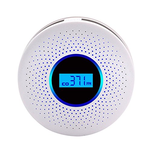 MIXSlight Smoke and Carbon Monoxide Detector Alarm,Battery Operated Carbon Monoxide CO Detector with Sound Warning and Digital Display,White