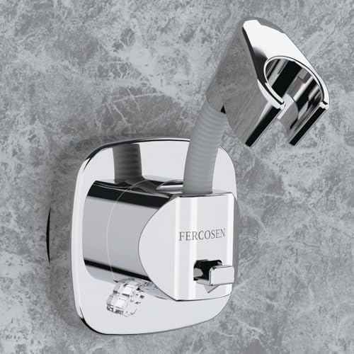 FERCOSEN 360° Rotatable Shower Head Holder with Suction Cup | Load Capacity 10 kg, Mounting In Seconds | Rust Resistant Non Slip Holder (Silver)