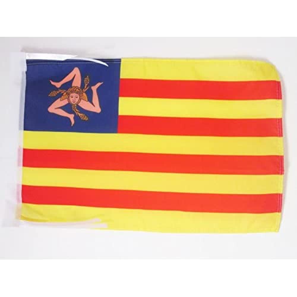 AZ FLAG - Sicily Independentist Flag - 18'' x 12'' - 100% Polyester Sicilian nacionalist Small Banner with Two Cords - Fade Resistant - Vivid Colors - 18x12 in - 45x30 Cm — image 1