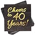 40th Birthday Decorations Party Supplies Cocktail Napkins Black 50 Pack,5