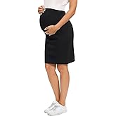 Tapata Women's Maternity Skirts Over The Belly Midi Stretchy Pencil Skirt with Waistband Extenders Pregnancy Dress