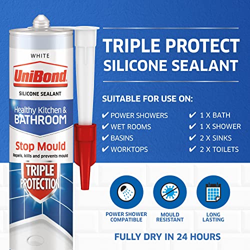 UniBond Triple Protection Stop Mould Sealant, Kitchen & Bathroom