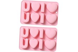 MOKKHNB Valentine’S Day Silicone Heart and Love Letter Cake Molds 2Pcs Pink Baking Tools for Chocolate Candy