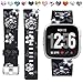Maledan Replacement Bands Compatible with Fitbit Versa/Versa Lite/SE, Water Resistant Flexible Adjustable Accessories Printed Strap Wristbands, Fits for Women Girls, Black/White Floral, Small