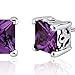Simulated Alexandrite Princess Cut Earrings Sterling Silver Rhodium Nickel Finish 3.00 Carats