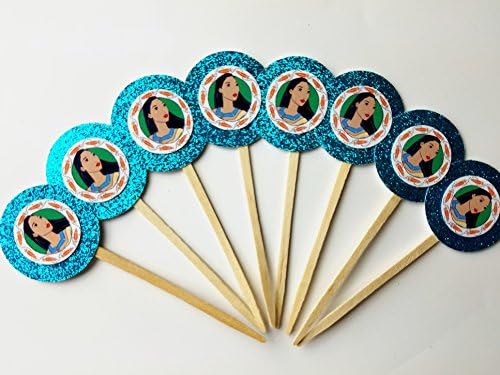 8 Pocahontas Cupcake Toppers for Princess Birthday Party Favor Goody