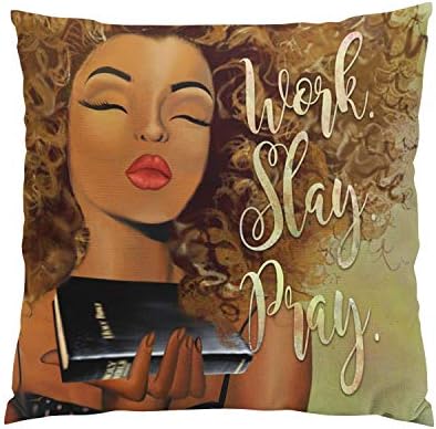 Wesbin Christian Work Slay Pray Romantic Hidden Zipper Home Sofa Decorative Throw Pillow Cover Cushion Case 18x18 Inch Square Two Sides Design Printed Pillowcase