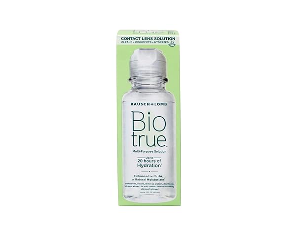 BIOTRUE CONTACT SOLUTION, MULTI-PURPOSE LENS SOLUTION FOR SOFT LENSES, CLEANS, DISINFECTS, REMOVES PROTEIN BUILD-UP, DIRT & DEBRIS, HYDRATES, STORES & CONDITIONS CONTACTS, 2 FL OZ