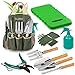 Scuddles Christmas gift Garden Tools Set - 8 Piece Heavy Duty Gardening Tools with Storage Organizer, Ergonomic Hand Digging Weeder, Rake, Shovel, Trowel, Sprayer, Gloves Gift for Men & Women
