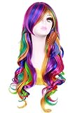 eNilecor Long Curly Wigs Lolita Rainbow Women Colorful Party Wig