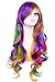 eNilecor Long Curly Wigs Lolita Rainbow Women Colorful Party Wig