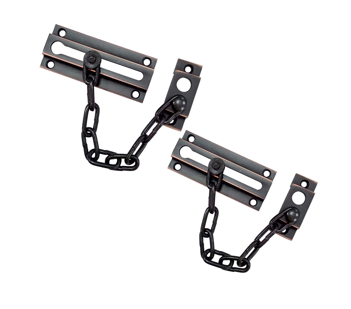 QCAA Solid Brass Chain Door Guard, with 9 Links Steel Chain, Satin Classic Bronze, 2 Pack