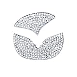 1797 Compatible Steering Wheel Logo Caps Decals Stickers for Mazda Accessories Parts B 2 3 5 6 CX3 CX5 CX7 CX9 MX5 RX8 Covers Interior Inside Decorations Trim Women Men Crystal Silver 2 Pack