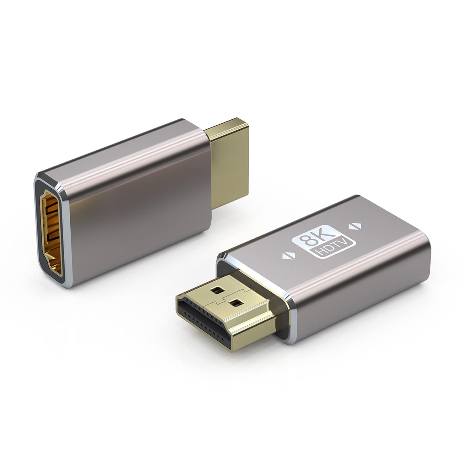 VMOJO 8K HDMI Male to Female Adapter, Portable Metal HDMI Coupler Extension Connector, 48Gbps / 2.1 Version, Support 8K@60Hz 4K Resolution HDR, for HDTV, TV Stick, Gaming Console (2 Pack)