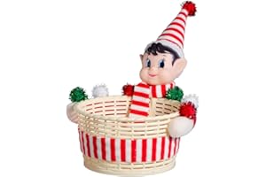 BOHESI Christmas Elf Storage Gift Basket Ornament, Small Empty Xmas Box Decoration Cute Plastic Organizer Basket for Kids Elf Holder for Gift,Chocolate,Toys or Candies Christams Decor (Red)