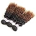 Racily Hair 8A Ombre Brazilian Hair Curly 3 Bundles with Closure Ombre Black to Dark Brown 2 Tone #1B 30 Curly Weave Human Hair with Lace Closure (18