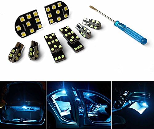 Aunova Chevy Malibu 2013-2016 Premium Direct Fit 90-SMD LED Interior Dome Map Lights Package Kit 8-pc Set (Ice Blue)