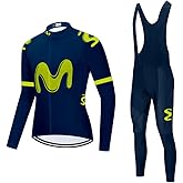 Men's Cycling Jersey Set Long Sleeve Bike Shirts Bicycle Clothing Cycling Bib Pants with 20D Gel Padded