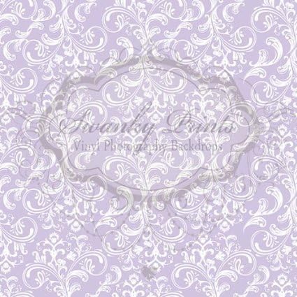 Swanky Prints LV-Q0FF-F4KA 4' x 4' Soft Purple Floral Damask Vinyl Photography Backdrop