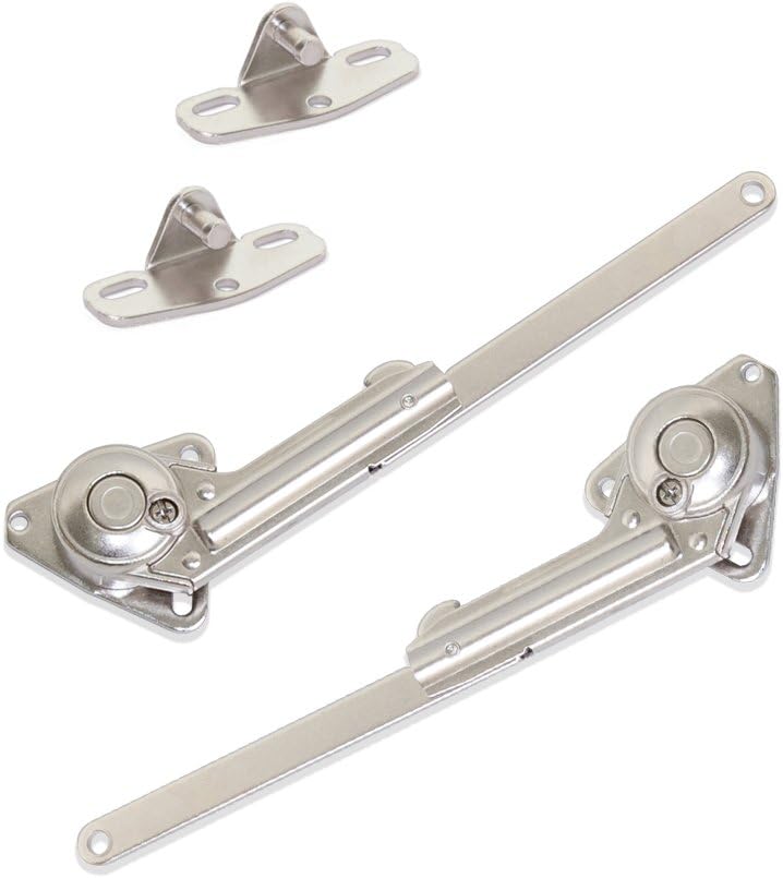 Emuca 1275607 Lift-up Door Stay for Furniture with Fixing Accessories Nickel Plated, Set of 2 Pieces