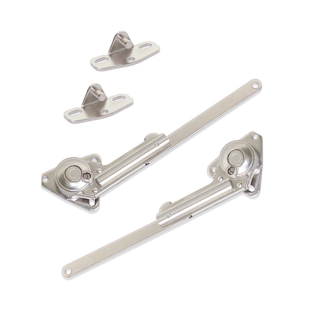 Emuca 1275607 Lift-up Door Stay for Furniture with Fixing Accessories, Nickel Plated, Set of 2 Pieces