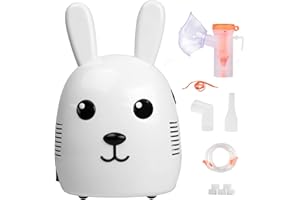 SHRANDI Nebulizer for Adults& Kids, Portable Nebulizer Machine, Quiet Handheld Nebulizer with Mouthpiece & Mask, Compressor Nebulizer System with Cartoon Rabbit Design for Home Use
