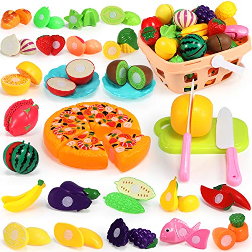 GeyiieTOYS Geschnittenes Obst und Gemüse als Spielzeug Küche Simulation Bildungs Spielzeug und Farbe Wahrnehmung für…