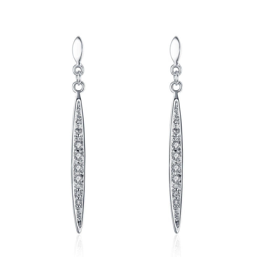 Buycitky 18K Rose Gold Plated Cubic Zirconia Linear Drop Dangle Earrings for Women Jewelry