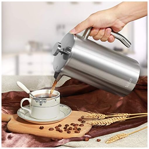 Veken French Press Stainless Steel Coffee & Tea Maker Escape Waste
