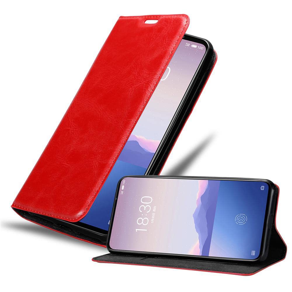 cadorabo Book Case works with MEIZU 16Xs in APPLE RED - with Magnetic Closure, Stand Function and Card Slot - Wallet Etui Cover Pouch PU Leather Flip