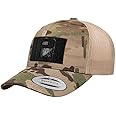 Pull Patch Multicam Camo Curved Bill Snapback Trucker Hat | Tactical Cap | 2x3 in Loop Surface to Attach Morale Patches
