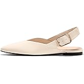Coutgo Womens Flat Mules Closed Pointed Toe Slingback Slip On Flats Work Office Dress Sandal Shoes