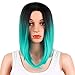 AISI HAIR Short Straight Hair Bob Wig Synthetic Black Middle Part Wig 14R4.07 Bob Wigs