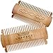 Wood beard comb for men - Wooden comb for MUSTACHES - Mens beard pocket combs with Leather case - GROOMING set no Curls and Tangles - Dual bristle - Travel size