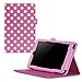 Fire 7 2015 Case, Amazon Fire 7 Case, rooCASE Dual View Leather PU Folio Slim Fit Lightweight Folding Cover with Stand for 5th Gen 2015, Dot Pink