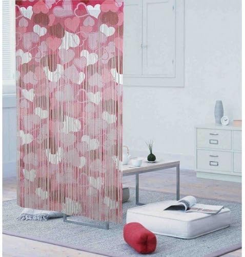 String Noren(Japanese curtain) Love heart pink from Japan 11561