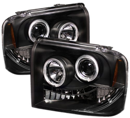 Spyder Auto PRO-YD-FS05-HL-BK Ford F250/350/450 Super Duty Black Halo LED Projector Headlight with Replaceable LEDs