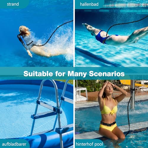 TUT Swimming Belt, 4-10 m Swimming Belt for Pool, Adjustable Swimming Trainer for Adults, Enjoy the Hot Summer in the Pool