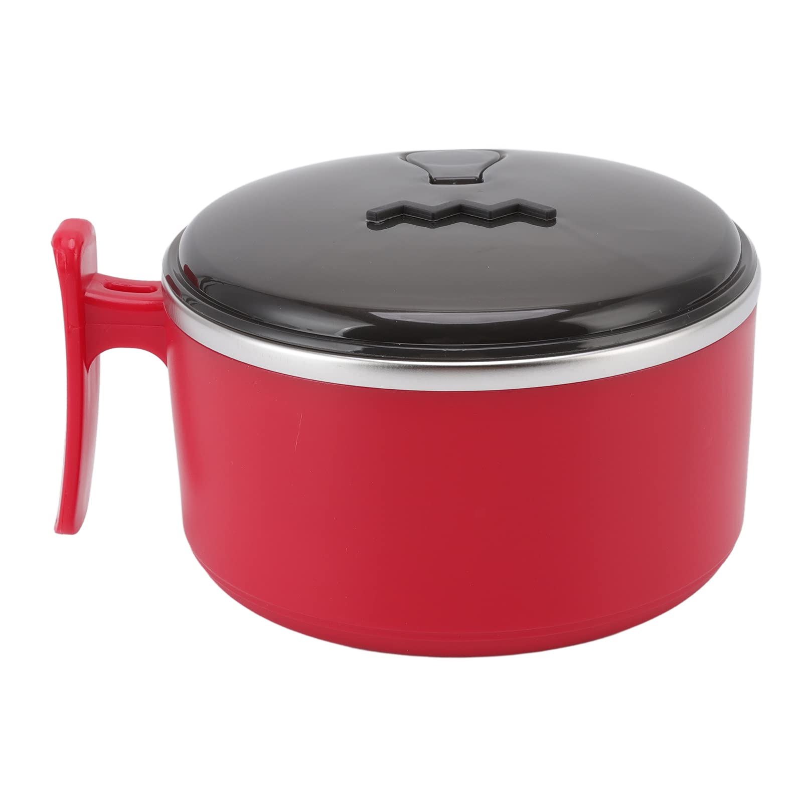 TOPINCN Insulated Bowl, Ramen Bowl 304 Stainless Steel Instant Noodles Bowl with Lids Double Layer Heat Insulation Ramen Mug Serving Bowl for Kitchen(China red)