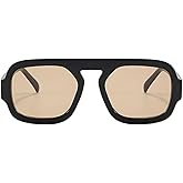 ADE WU Trendy Square Sunglasses for Women Men,Vintage Square Aviator Sunglasses Fashion 70s Inspired Stylish Flat Top Shades