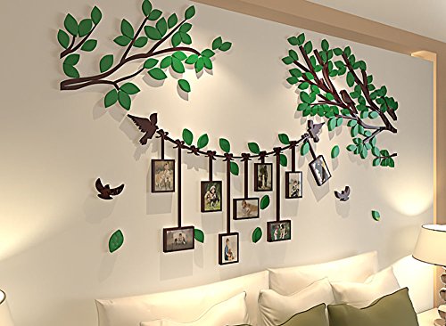 Spring Country 3D Tree Wall Stickers With Photo Frames | Acrylic Room Three-Dimensional Decal | Family Wall Decor Home Improvement Memory With Children | Nursery Room Wall Stickers | 60 Inch 34 Inch