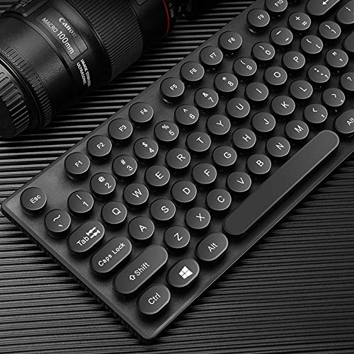 COM1950s 104 Keys Gaming Keyboard 1 Set Anti-Splash Wired Mult Punk Gaming Keyboard Mouse Office for PC Computer (Black) - Thumbnail 5