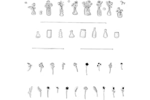 Flowers Vase Clear Stamps for Card Making and Photo Album Decorations, Small Plants Bottles Rubber Stamps Flowers Leaves Stam