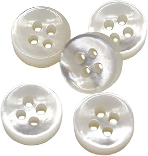 ByaHoGa 20 Stück 10 mm Perlmuttknöpfe weiße Perlmutt Knöpfe für Hemden 4 mm dicke weiß Mop hemd Knöpfe (weiße)