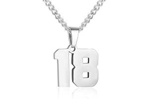 SUSOOK Number Necklace for Boy Silver Athletes Number Chain Stainless Steel Charm Pendant Personalized Sports Jewelry for Men Basketball Baseball Football
