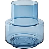 Signature Design by Ashley Bealen Modern Indoor/Outdoor Glass Tabletop Vase with Wide Mouth, Blue