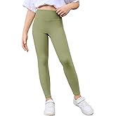 Haloumoning Girls Athletic Leggings with Pockets Kids High Waist Active Tights Dance Running Yoga Pants 5-14 Years