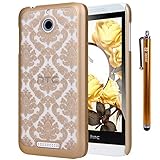 HTC 510 Case, Style4U HTC Desire 510 [Gold] Flower Damask Design Slim Fit Case Cover with 1 Stylus and 1 HD Clear Screen Protector [Gold]