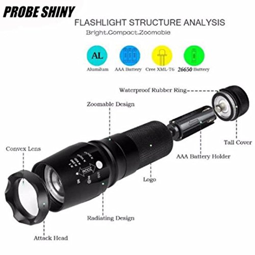 Kimloog Super Bright X800 Zoomable Flashlight XML T6 LED Tactical Police Adjustable Focus Torch+18650 Battery+Charger+Case
